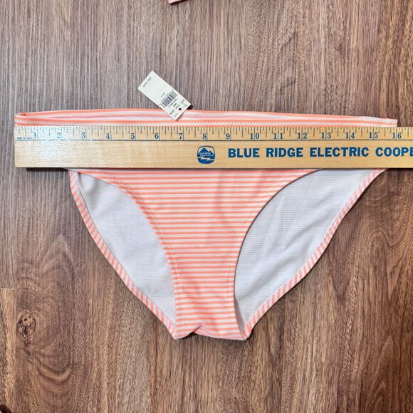 Aerie Orange Stripe MED Ruffle Bikini Top LARGE Bottom Two Piece Swimsuit READ - Picture 8 of 13